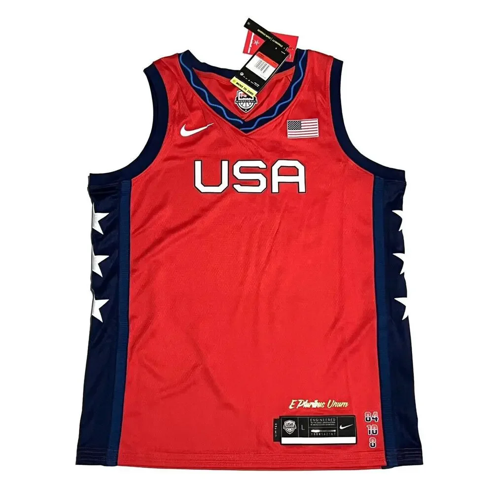 Nike Womens Team USA Basketball Jersey Size L Large DD1568 611 Red Blank Olympic